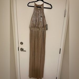 BNWT Fancy Gold Maxi Dress with Slits